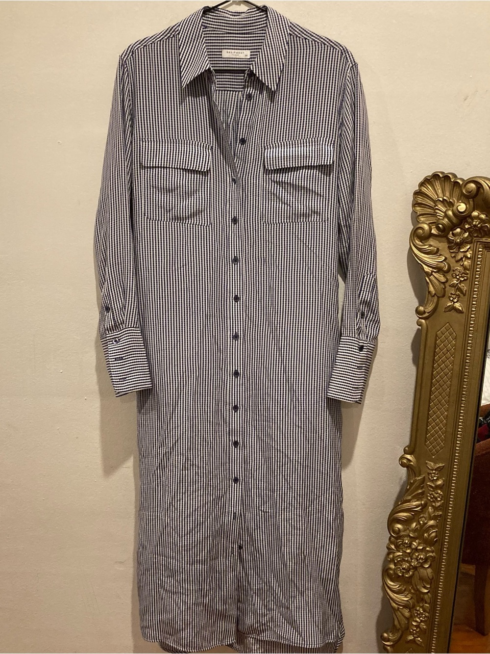 Equipment femme Striped Button-Front Shirt Dress - Navy & White
